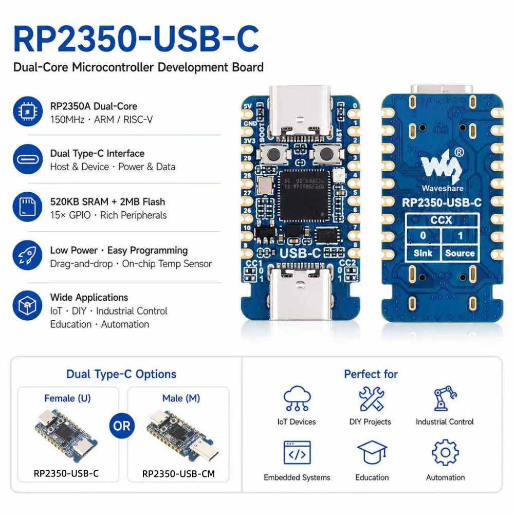 Banana Pi Bpi-M5 - Scheda di Sviluppo Mini RP2350-USB-C, Scheda